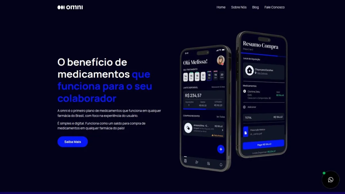 Omni website with the app on two phones