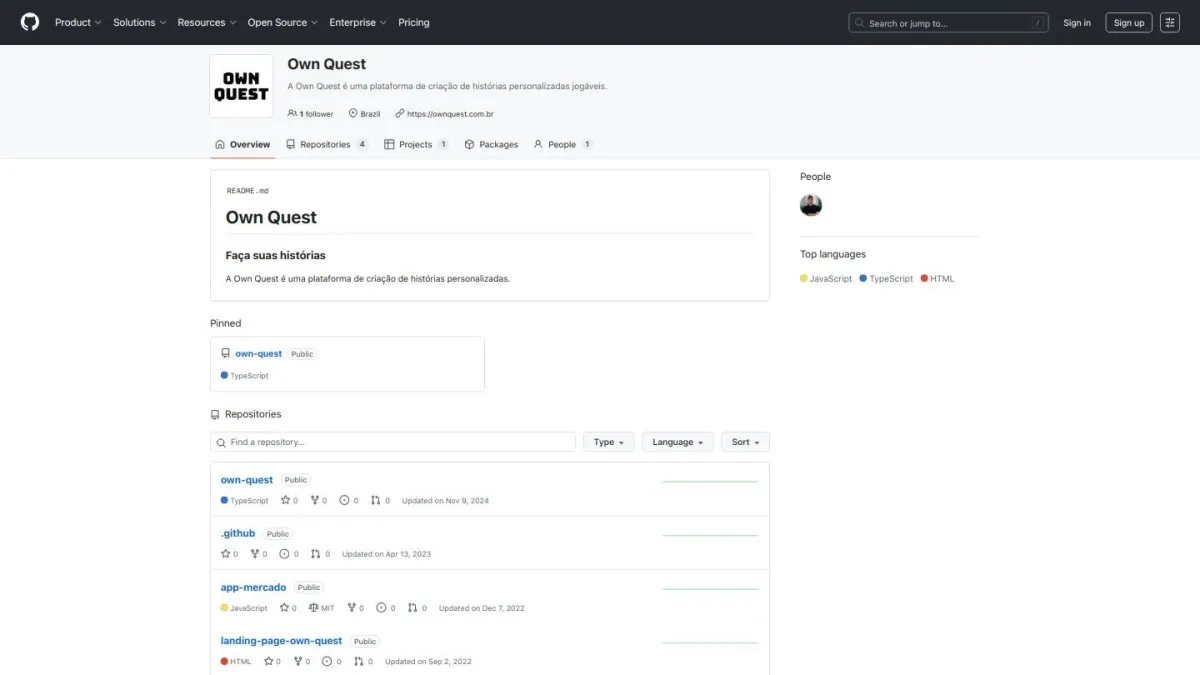 Own Quest organization page on GitHub